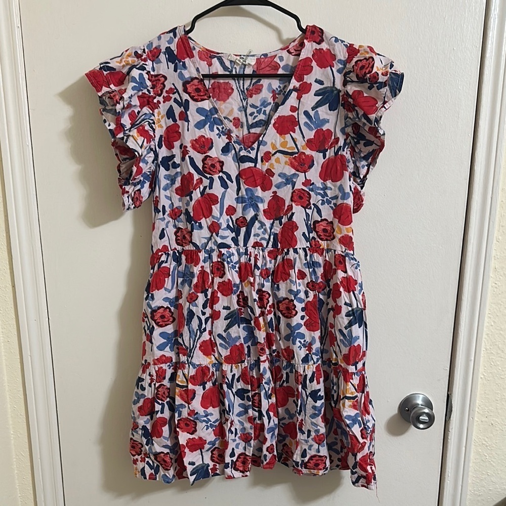 EUC‎ Entro Women’s Floral Poppy Ruffle Dress